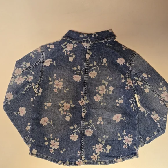 EUC OshKosh B'gosh Blue Floral Kids Denim Jacket 5T - Picture 5 of 5